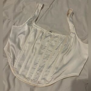 Missguided, White Satin Corset Top, size 8